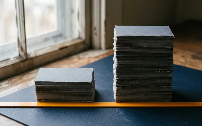Minimal chart contrasting a small review sample against a large one