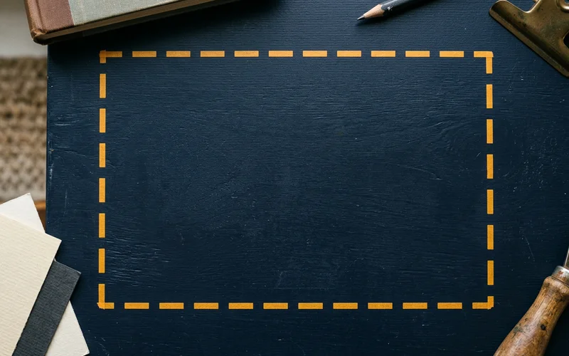 Minimal plan diagram of a work-zone boundary drawn as a dashed amber rectangle